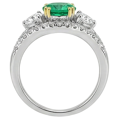 Natural Real ( Not Lab Grown ) Green Emerald GIA Ring Ladies Sparkling Diamond Jewelry