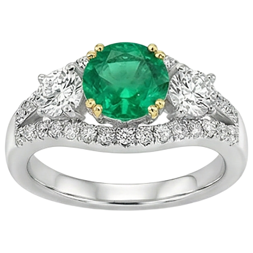Natural Real ( Not Lab Grown ) Green Emerald GIA Ring Ladies Sparkling Diamond Jewelry
