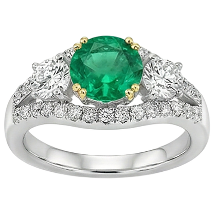 Natural Real ( Not Lab Grown ) Green Emerald GIA Ring Ladies Sparkling Diamond Jewelry