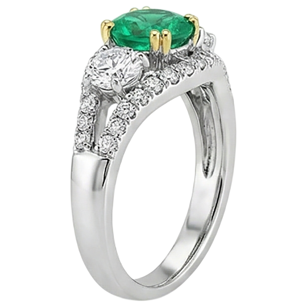 Natural Real ( Not Lab Grown ) Green Emerald GIA Ring Ladies Sparkling Diamond Jewelry