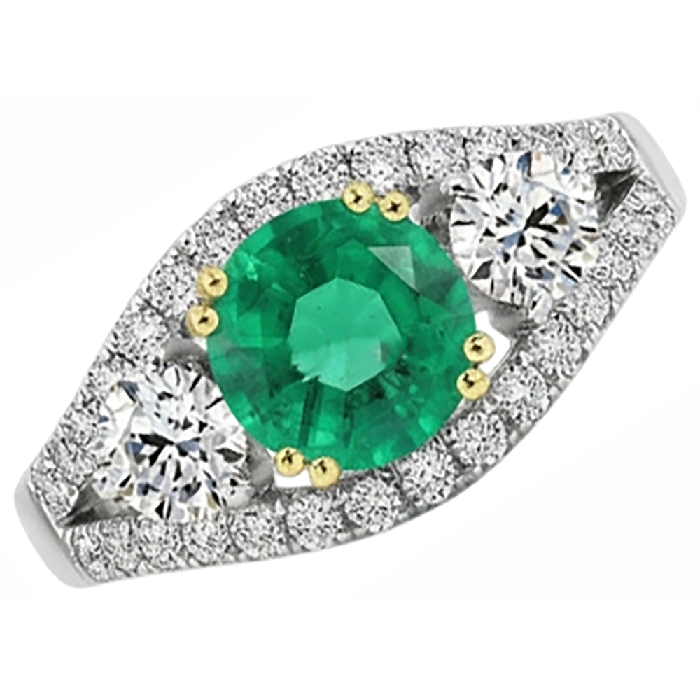 Natural Real ( Not Lab Grown ) Green Emerald GIA Ring Ladies Sparkling Diamond Jewelry
