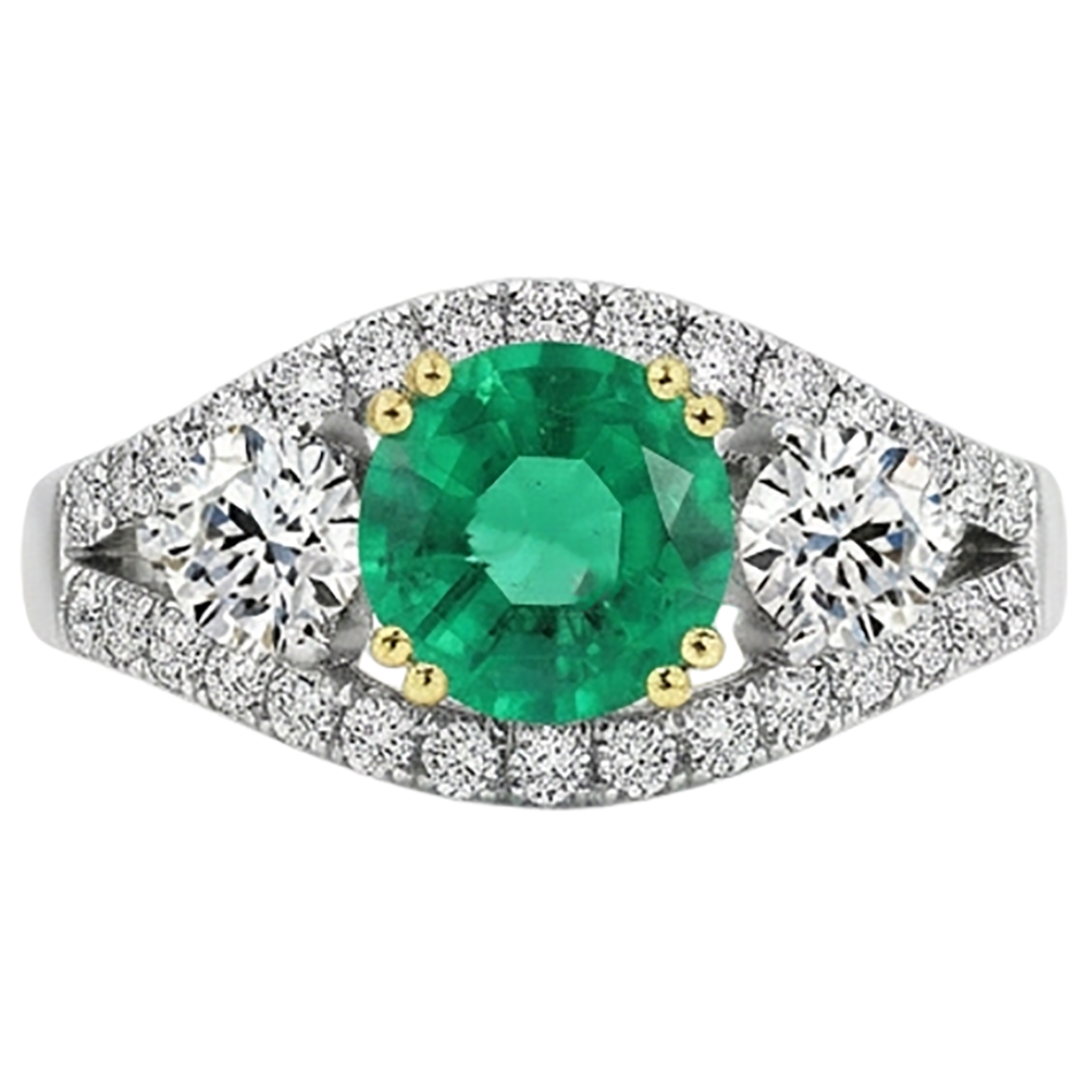 Natural Real ( Not Lab Grown ) Green Emerald GIA Ring Ladies Sparkling Diamond Jewelry