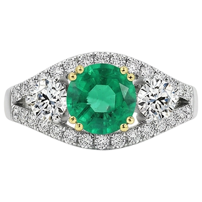 Natural Real ( Not Lab Grown ) Green Emerald GIA Ring Ladies Sparkling Diamond Jewelry