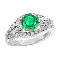 Green Emerald Ring Ladies Sparkling Diamond Jewelry
