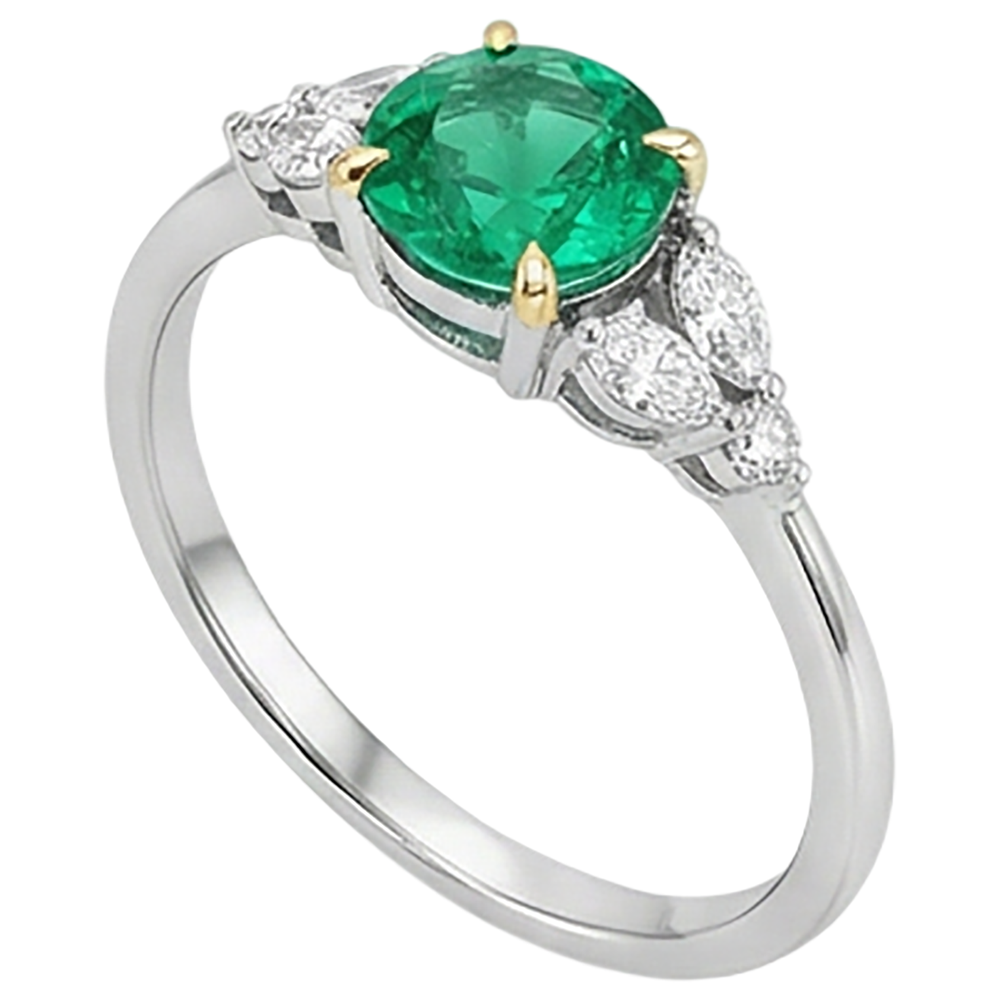Natural Real ( Not Lab Grown ) Green Emerald GIA Ring Marquise Diamond Jewelry