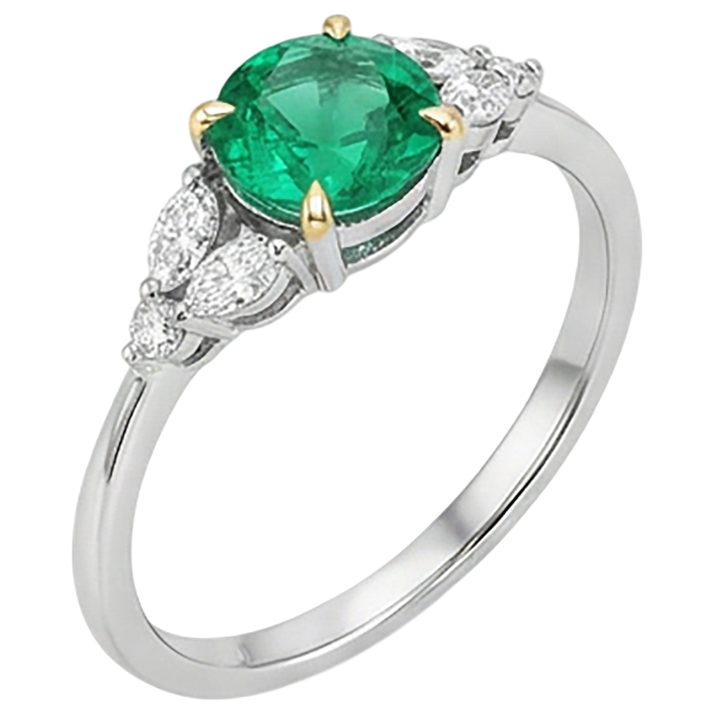 Natural Real ( Not Lab Grown ) Green Emerald GIA Ring Marquise Diamond Jewelry