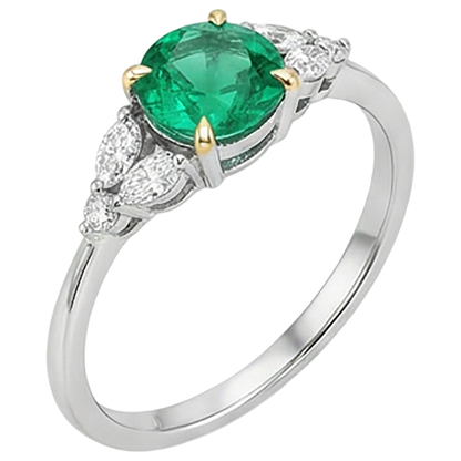Natural Real ( Not Lab Grown ) Green Emerald GIA Ring Marquise Diamond Jewelry