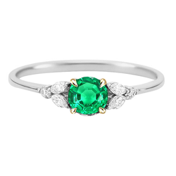 Green Emerald Ring Marquise Diamond Jewelry