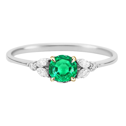 Green Emerald Ring Marquise Diamond Jewelry