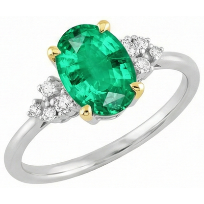 natural round emerald 3.50ct ring side angle