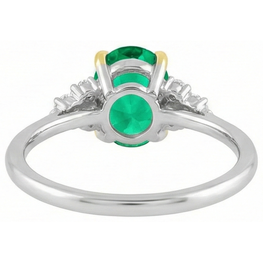 natural round emerald 3.50ct ring with diamond accents