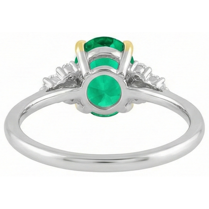 natural round emerald 3.50ct ring with diamond accents
