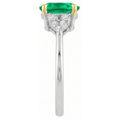 natural round emerald 3.50ct ring profile view