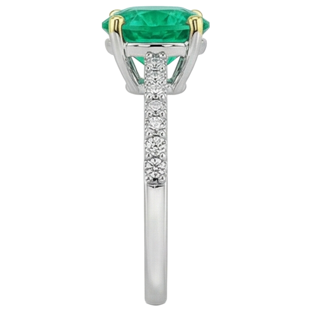 Natural Real ( Not Lab Grown ) Green Emerald GIA Ring