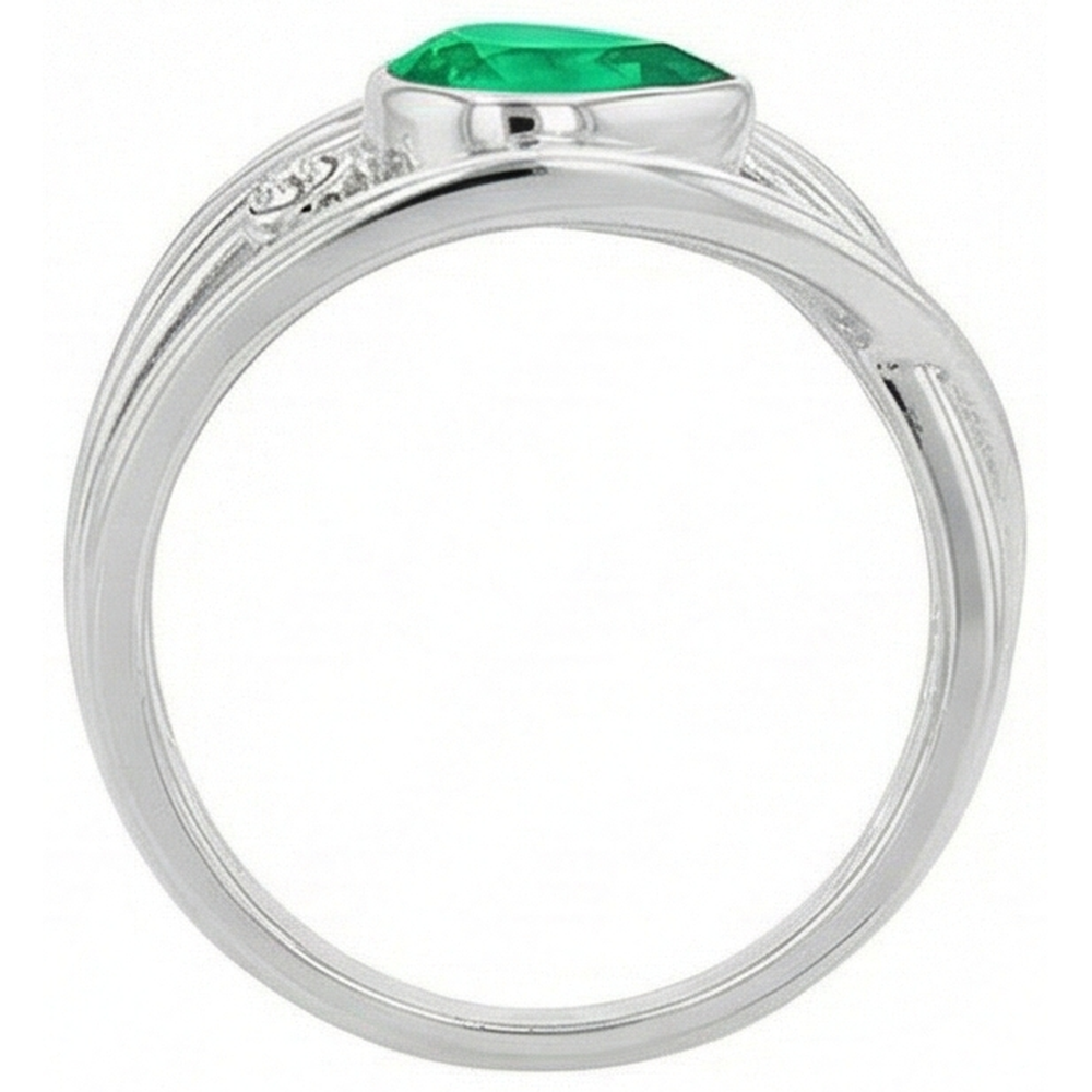 Natural Real ( Not Lab Grown ) Green Emerald GIA Ring Pear Cut Bezel Thick Shank