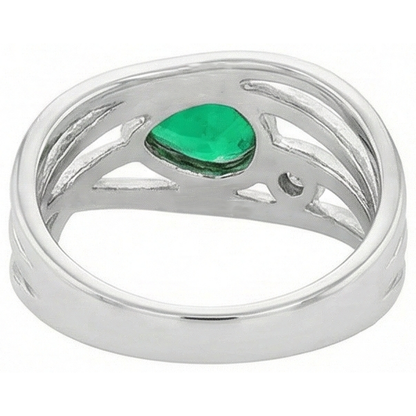 Natural Real ( Not Lab Grown ) Green Emerald GIA Ring Pear Cut Bezel Thick Shank