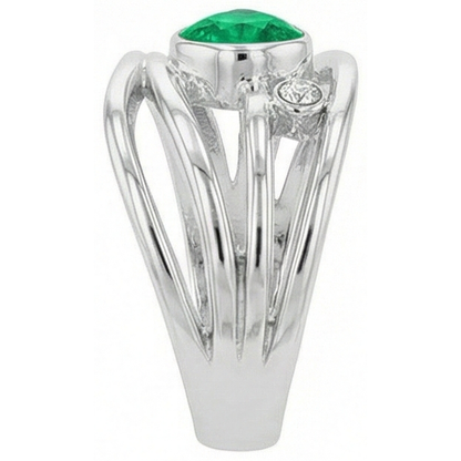 Natural Real ( Not Lab Grown ) Green Emerald GIA Ring Pear Cut Bezel Thick Shank