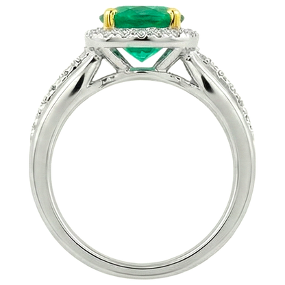 Natural Real ( Not Lab Grown ) Green Emerald GIA Ring Trendy Designer Unique Jewelry