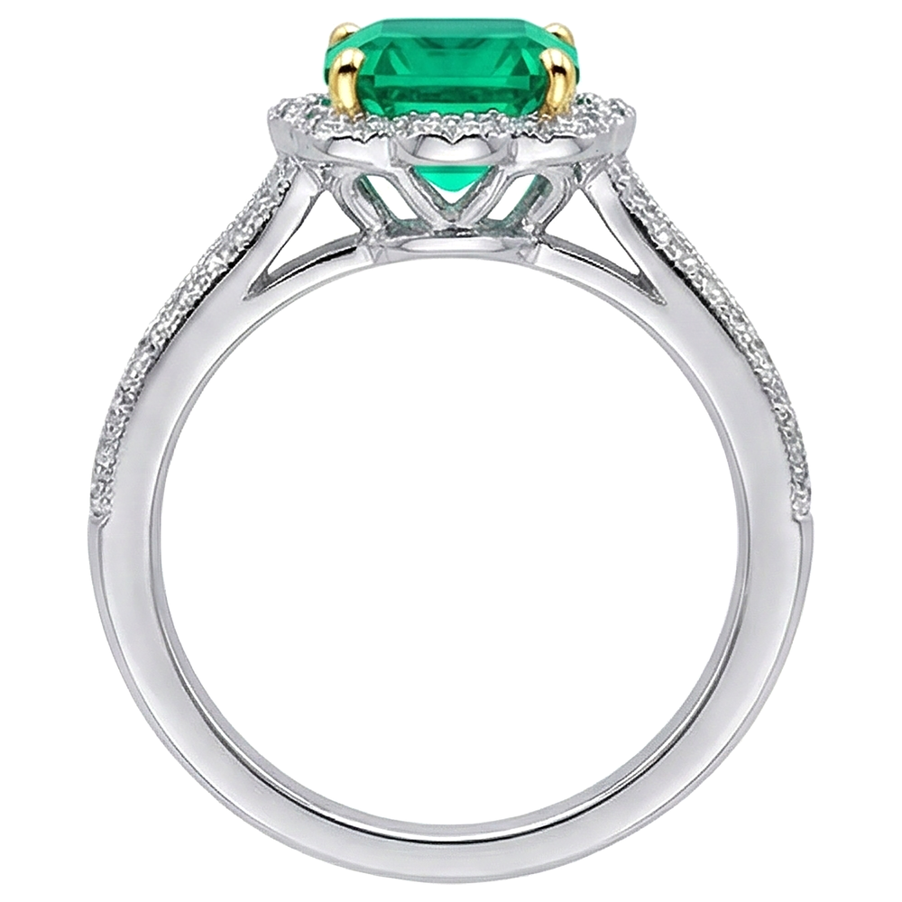 Natural Real ( Not Lab Grown ) Green Emerald GIA Ring Vintage Style Milgrain Jewelry