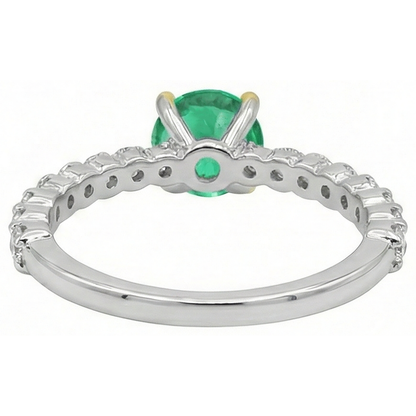 Natural Real ( Not Lab Grown ) Green Emerald GIA Round Diamond Ring Zambian Gemstone
