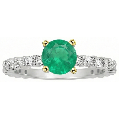Natural Real ( Not Lab Grown ) Green Emerald GIA Round Diamond Ring Zambian Gemstone
