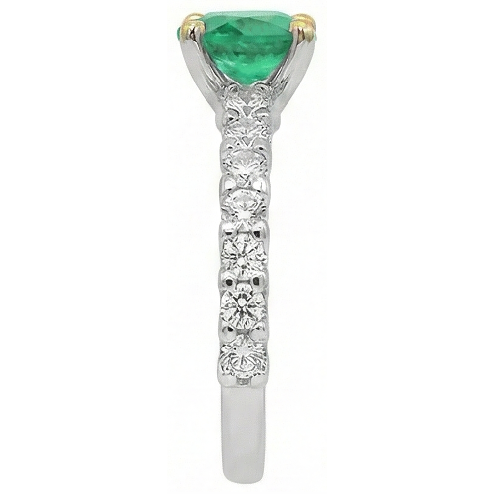 Natural Real ( Not Lab Grown ) Green Emerald GIA Round Diamond Ring Zambian Gemstone