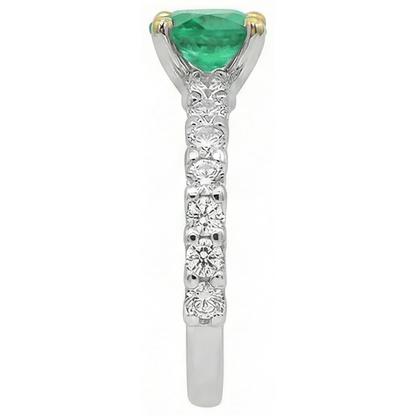 Natural Real ( Not Lab Grown ) Green Emerald GIA Round Diamond Ring Zambian Gemstone