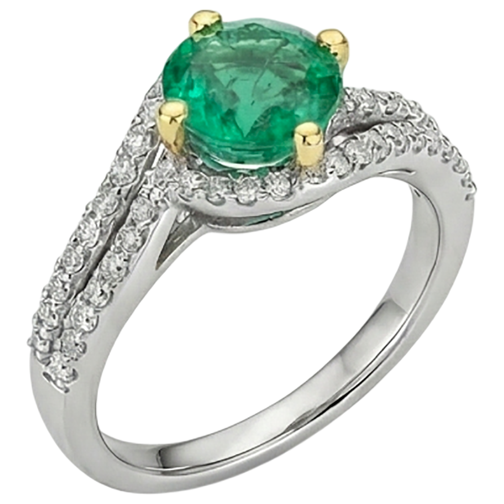 Natural Real ( Not Lab Grown ) Green Emerald GIA Trendy Bridal Ring Set Diamond Jewelry