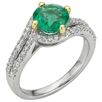 Natural Real ( Not Lab Grown ) Green Emerald GIA Trendy Bridal Ring Set Diamond Jewelry