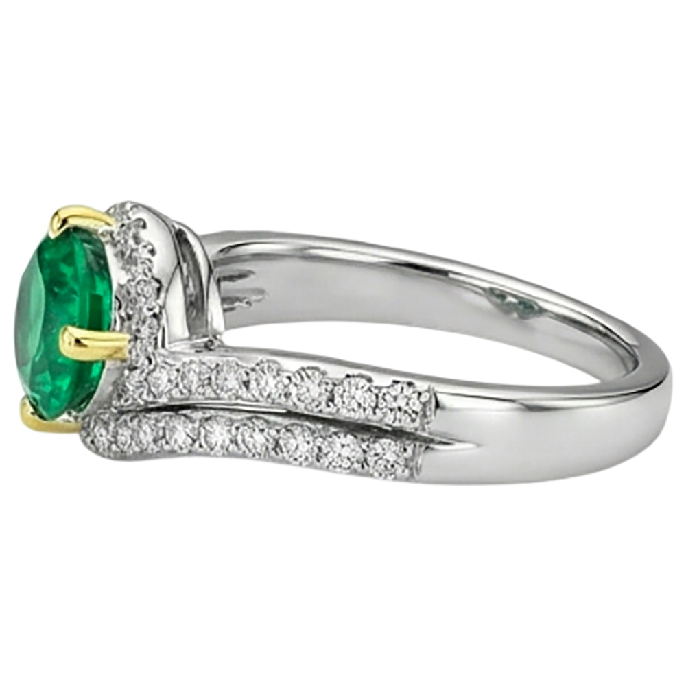 Natural Real ( Not Lab Grown ) Green Emerald GIA Trendy Bridal Ring Set Diamond Jewelry
