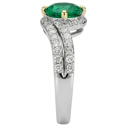 Natural Real ( Not Lab Grown ) Green Emerald GIA Trendy Bridal Ring Set Diamond Jewelry