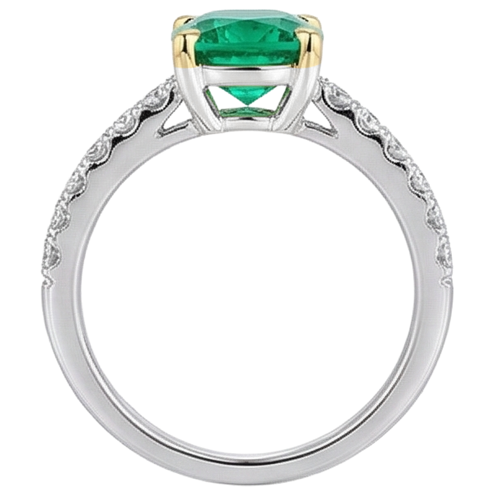 Natural Real ( Not Lab Grown ) Green Emerald GIA Wedding Ring Cushion Gemstone