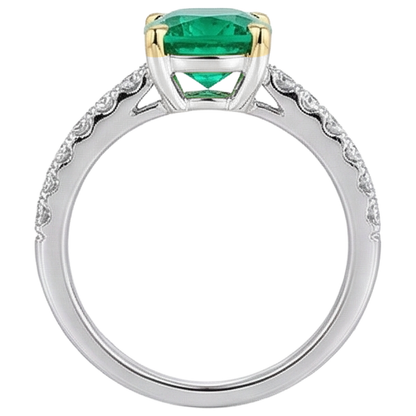 Natural Real ( Not Lab Grown ) Green Emerald GIA Wedding Ring Cushion Gemstone