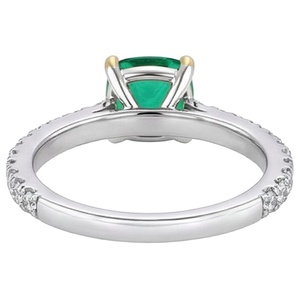 Natural Real ( Not Lab Grown ) Green Emerald GIA Wedding Ring Cushion Gemstone
