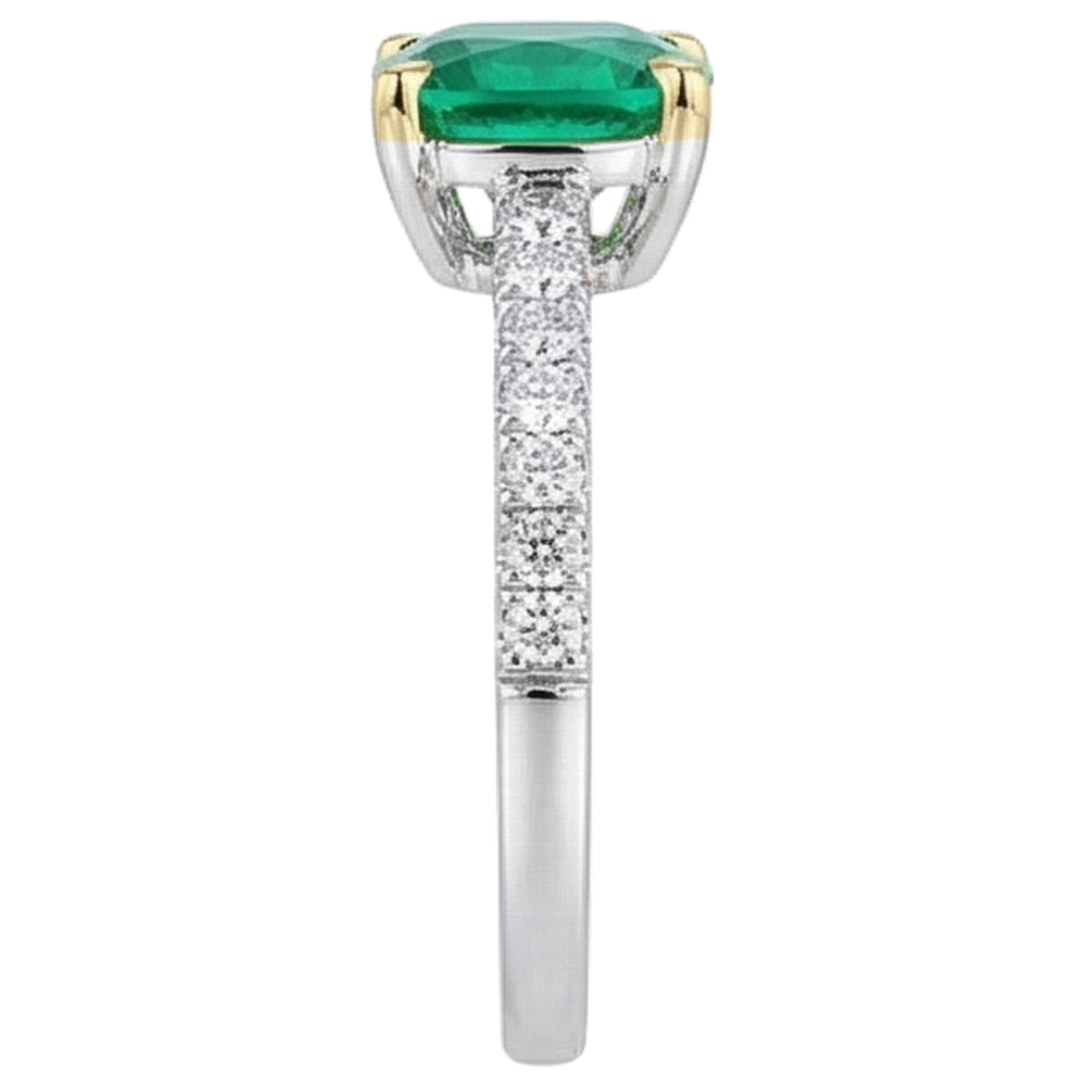 Natural Real ( Not Lab Grown ) Green Emerald GIA Wedding Ring Cushion Gemstone