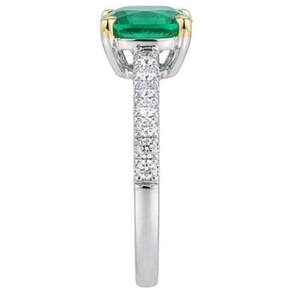 Natural Real ( Not Lab Grown ) Green Emerald GIA Wedding Ring Cushion Gemstone