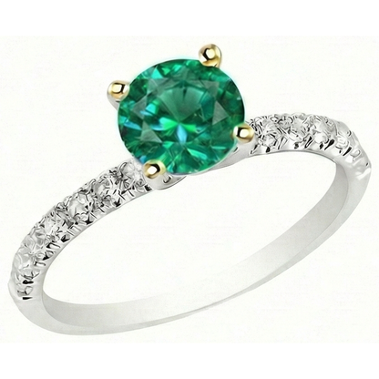 Natural Real ( Not Lab Grown ) Green Emerald GIA Wedding Ring