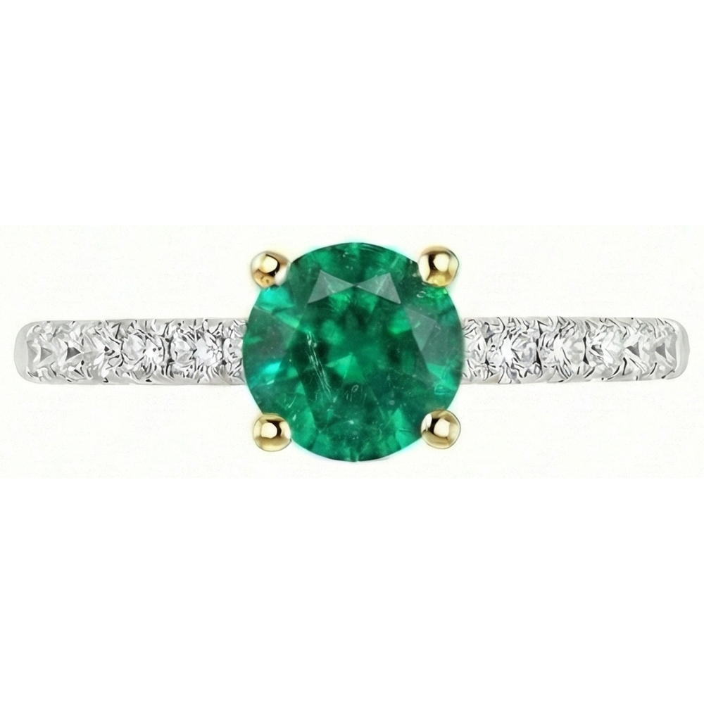 Natural Real ( Not Lab Grown ) Green Emerald GIA Wedding Ring