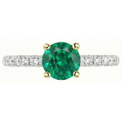 Natural Real ( Not Lab Grown ) Green Emerald GIA Wedding Ring