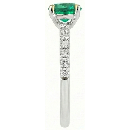 Natural Real ( Not Lab Grown ) Green Emerald GIA Wedding Ring