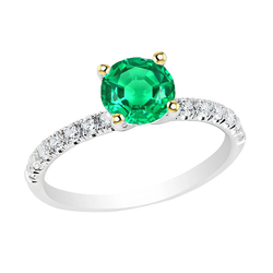 Natural Real ( Not Lab Grown ) Green Emerald GIA Wedding Ring