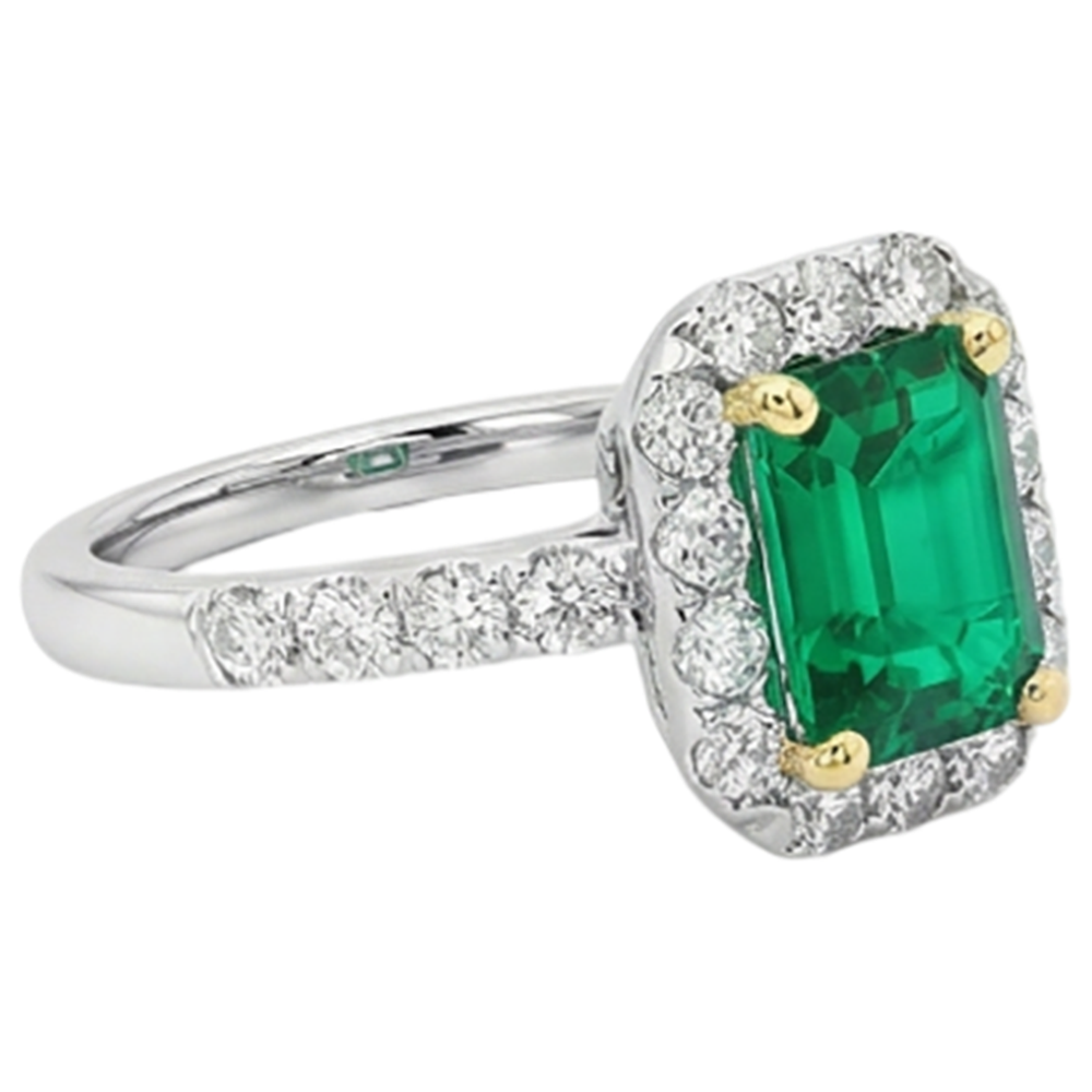 natural emerald emerald 2ct ring profile view