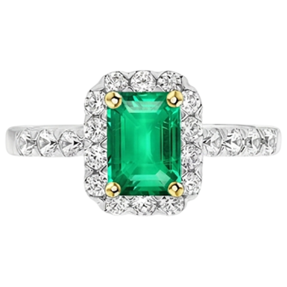natural emerald emerald 2ct ring on white background