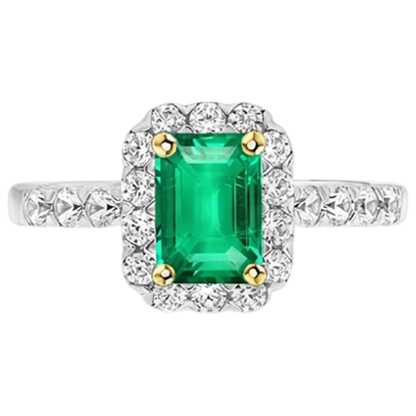 natural emerald emerald 2ct ring on white background