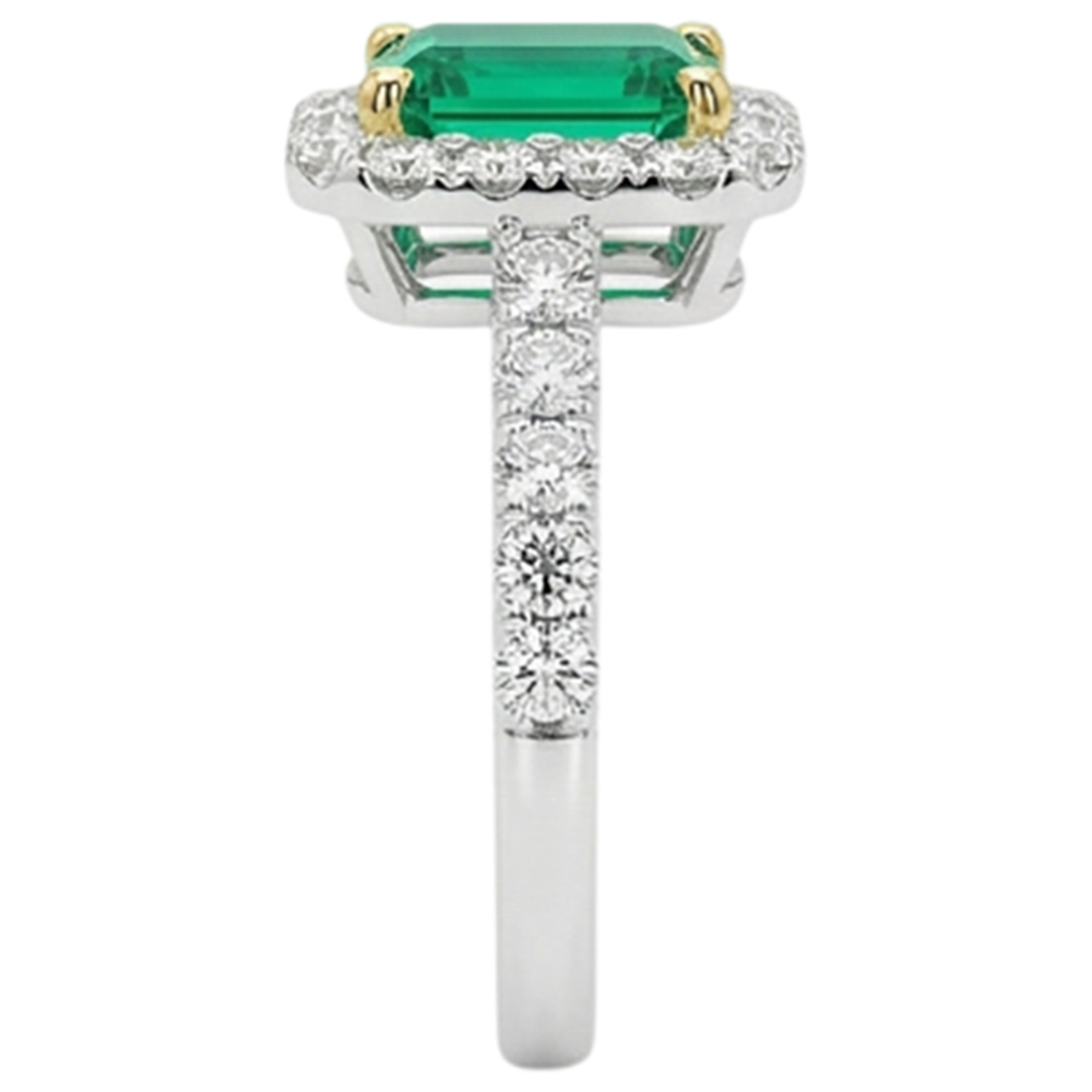 natural emerald emerald 2ct ring with diamond accents