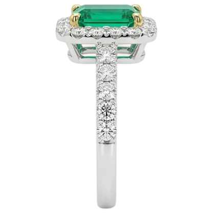 natural emerald emerald 2ct ring with diamond accents