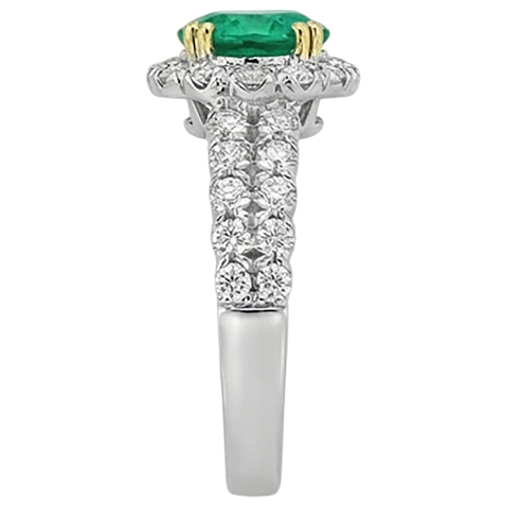 natural round emerald 3ct ring with diamond accents