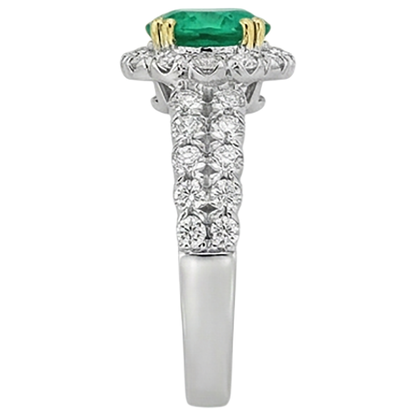 natural round emerald 3ct ring with diamond accents
