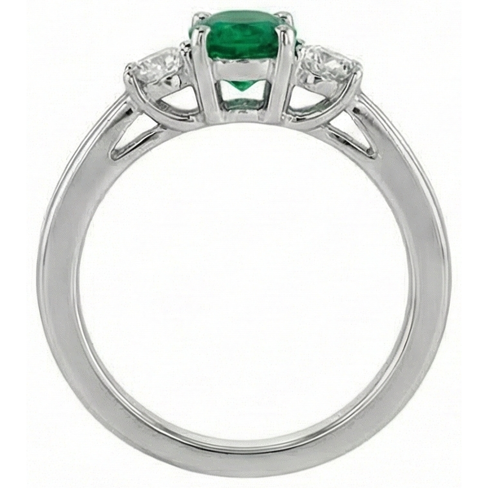 Green Emerald GIA With Natural Earth Mined Diamond Engagement Ring 3 Stone Prong Set 2.50 Ct. WG 14K