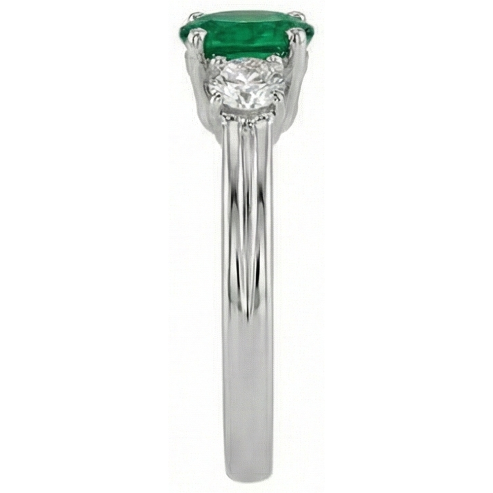 Green Emerald GIA With Natural Earth Mined Diamond Engagement Ring 3 Stone Prong Set 2.50 Ct. WG 14K